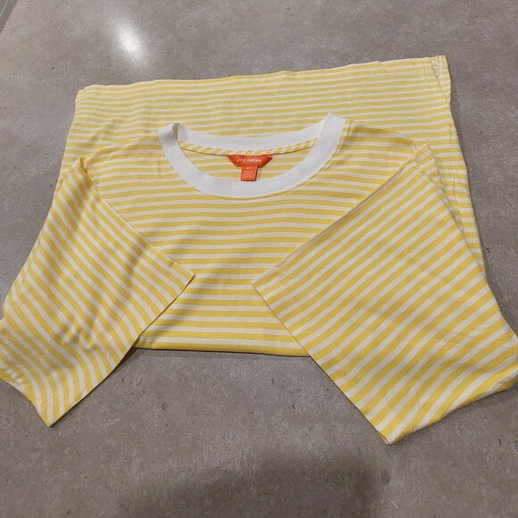 JOE FRESH Women's 100% Cotton Yellow/White Stripes Short Sleeves T-Shirt - S/P - Picture 6 of 9